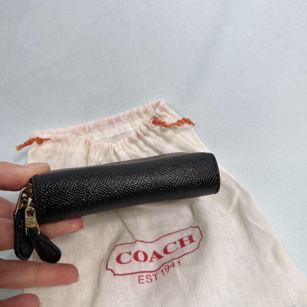 COACH New York Small Wallet Zippy Coin Case Black Crossgrain Leather Gold Tone - Picture 9 of 9
